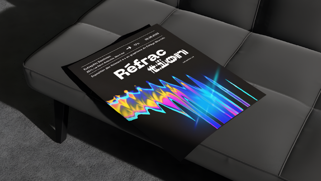 Réfraction event poster mockup.